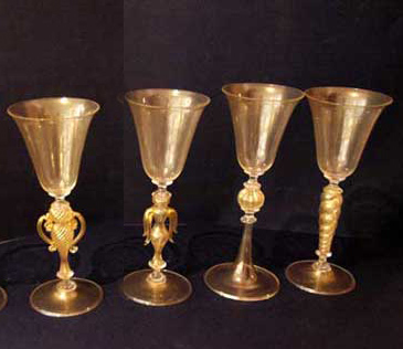 antiquariato: Murano golden goblets