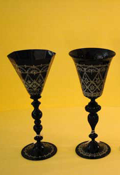 antiquariato: Murano goblets, hand decorated