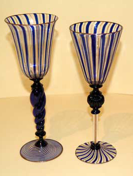 antiquariato: Goblets of Murano, blu and gold