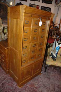antiquariato: Office oak chest, 18 drawers, 2 windows