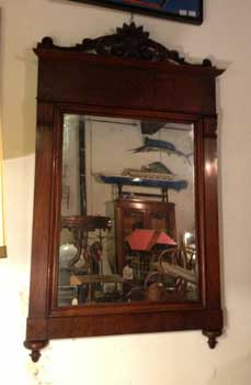 antiquariato: Walnut mirror, end of XIX century