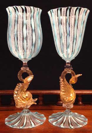 antiquariato: Murano blue goblets zanfirici