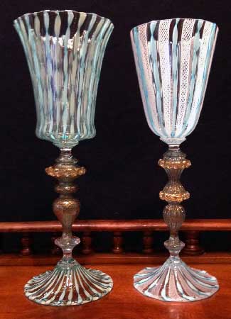 antiquariato: Murano blue goblets zanfirici