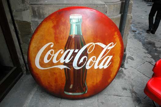 antiquariato: Placca in metallo Coca-Cola