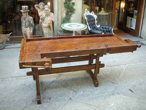 antiquariato: Carpenter table, bench, XIX century