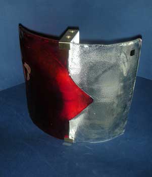 antiquariato: Glass applique, red and white, I tre