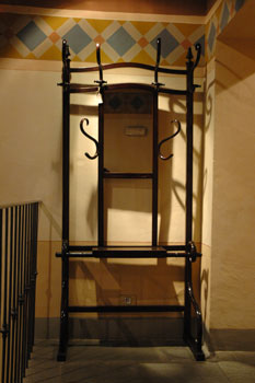 antiquariato: Attaccapanni Thonet, in faggio, da parete, con specchio