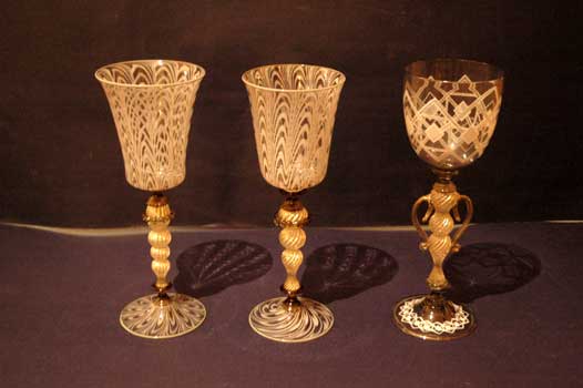 antiquariato: Goblets of Murano, pennati and decorated