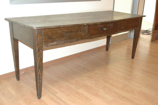 antiquariato: Fir table with drawer, XIX sec