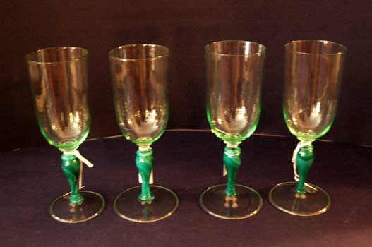 antiquariato: Murano goblets, green