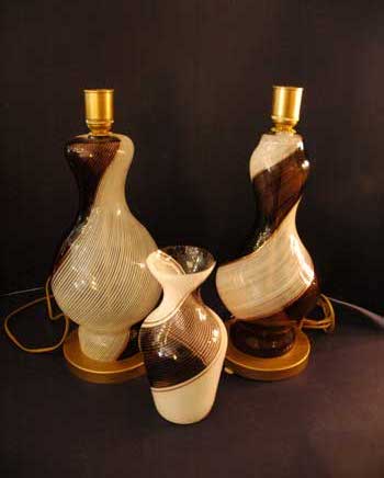 antiquariato: Dino Martens, vase and lamps