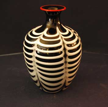antiquariato: Black and white fenicio vase, Murano
