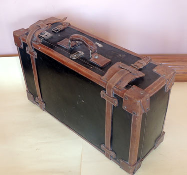 Brown and black suitcase