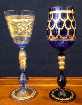 calici di Murano decorati a mano in oro